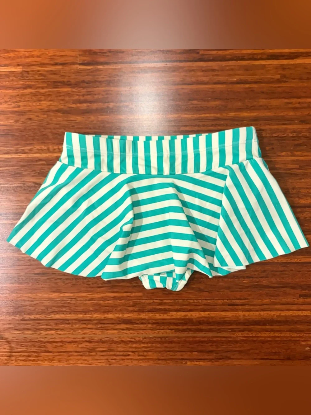 Hanna Andersson Girl's Teal Striped Swim Skirt Bottom Size 140 / US 10 - Like Ne